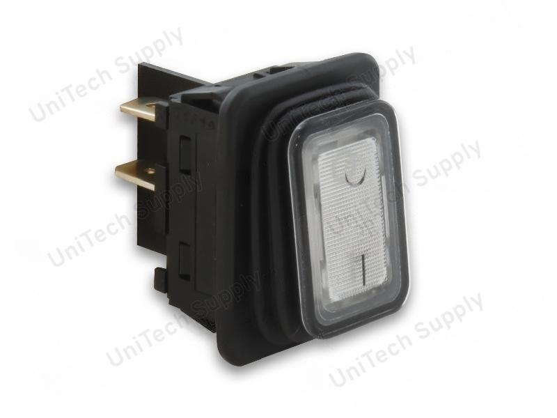 White double-pole backlit switch 22x30 mm. 0-I - 3124034, 3124035