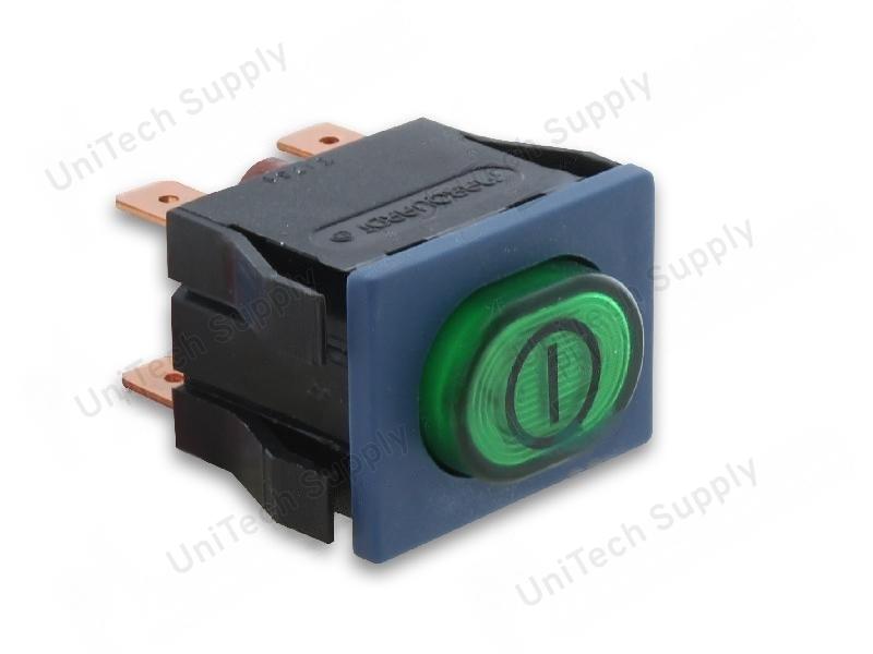 Green double-pole backlit switch 22x30 mm - 3124185